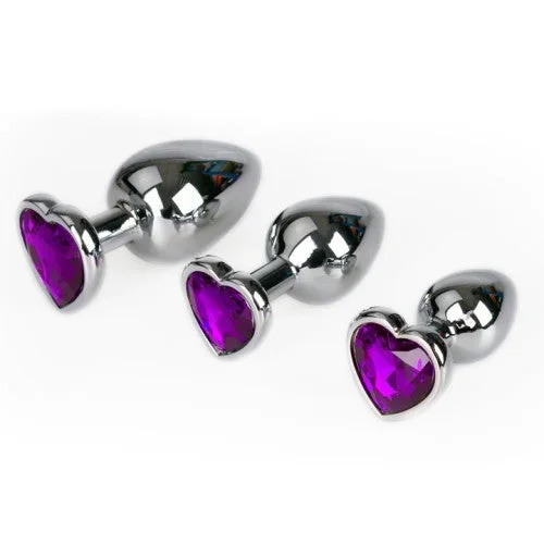 LARGE Heart Base Metal butt plug Violet 9 cm