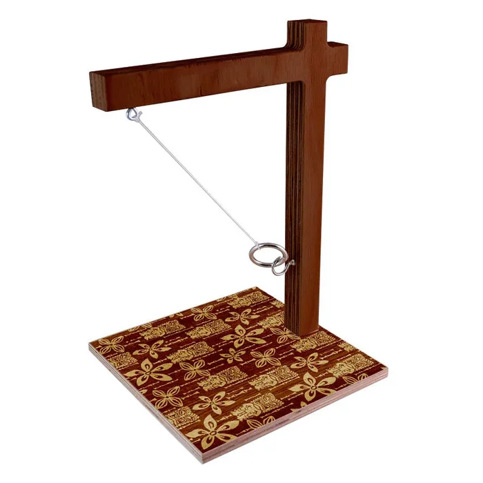 Large Tabletop Ring Toss Game – Tiki Wood