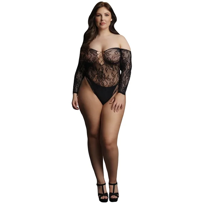 Le Désir Crotchless Rhinestone Teddy Plus Size