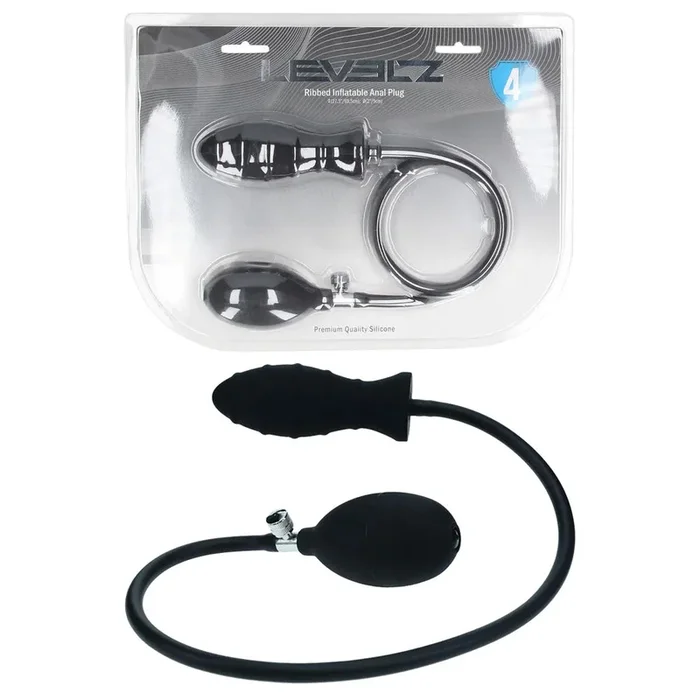 LEVELZ Ribbed Inflatable Anal Plug – Black Inflatable Butt Plug