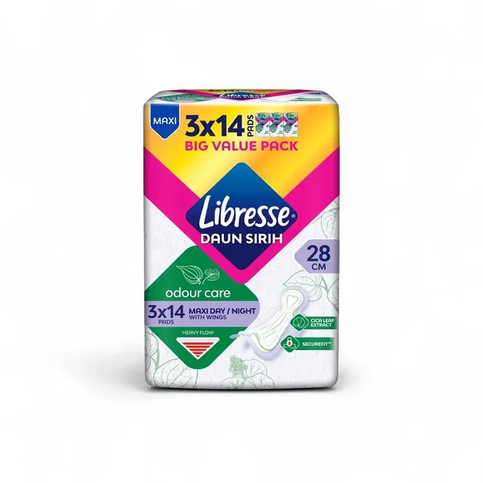 Libresse Daun Sirih Odour Care Maxi Wing 28cm (3X14) Big Value Pack