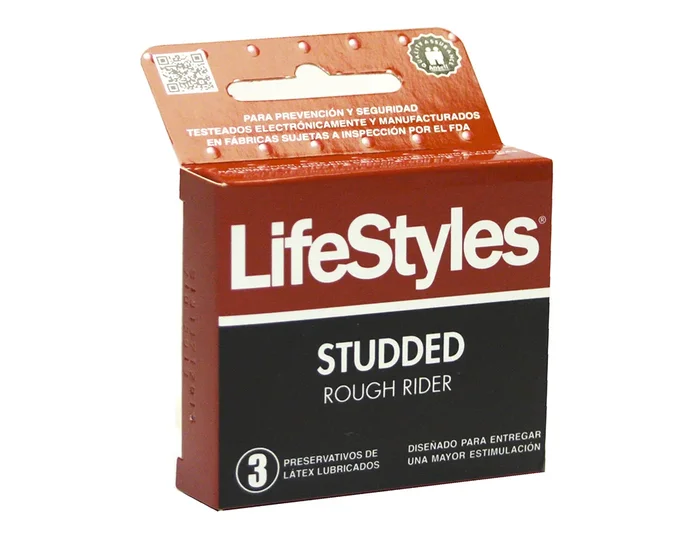 Lifestyles Rough Rider Studded x3 unidades con microtextura (EXP: 12/2025)