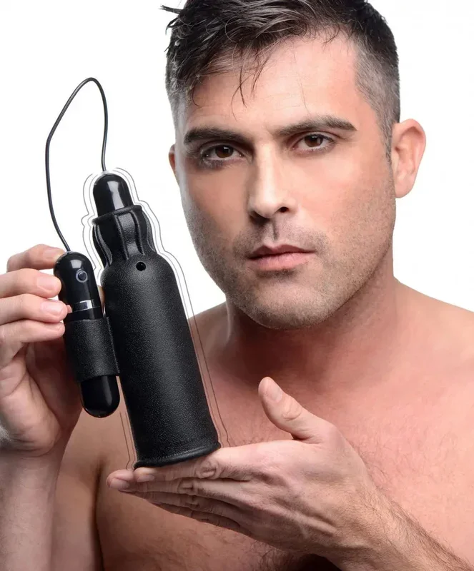 Lightning Stroke Silicone Stroker Sex Toy for Men With Vibrating Bullet