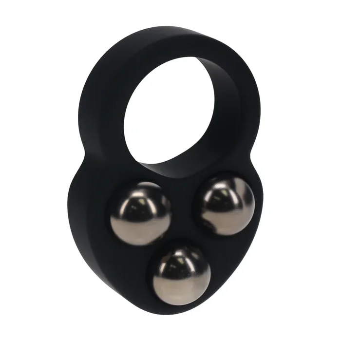 Liquid Silicone Triple Weighted Ball Cockring – Black