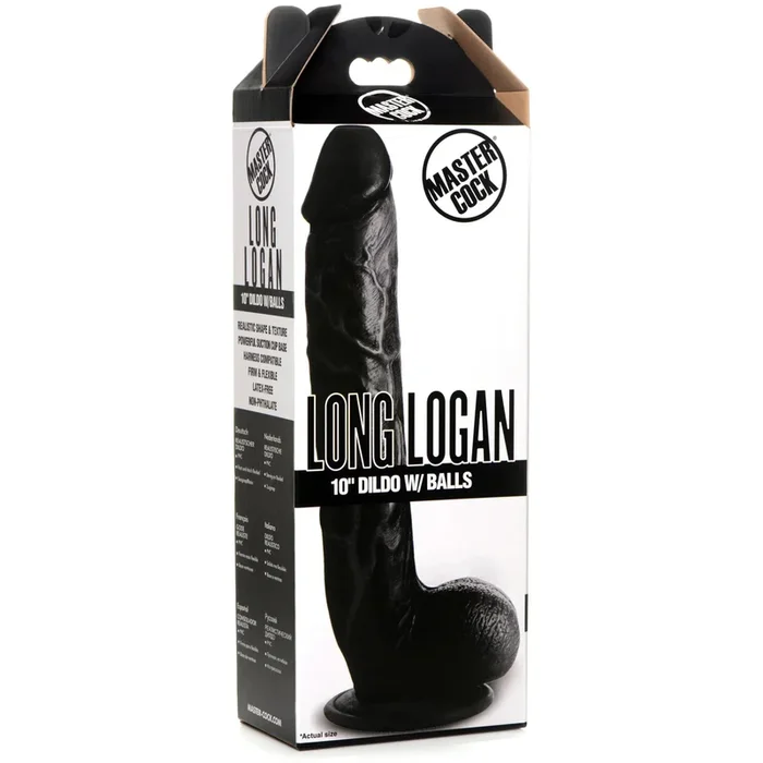 Long Logan 10″ Dildo with Balls – Black