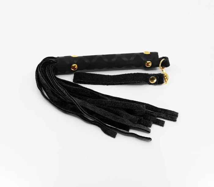 Love In Leather Mini Flogger With Latex Handle, Detachable Wrist Strap And Faux Suede Leather Tails B-WHI05