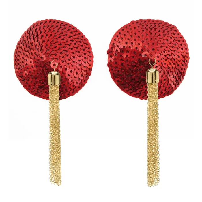Love in Leather Sequin Nipple Pasties With Chain Tassels
