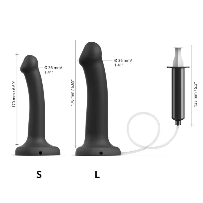 Lovely Planet Strap-On-Me Squirting Cum Dildo Black Small (fluid not included)