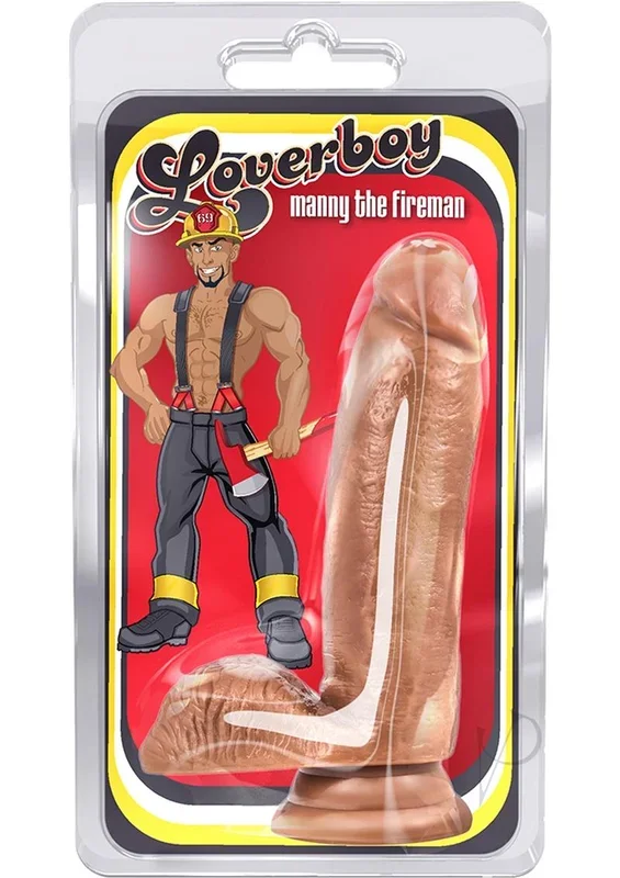 Loverboy Manny the Fireman Realistic Suction Cup Dildo Brown 7 Inch