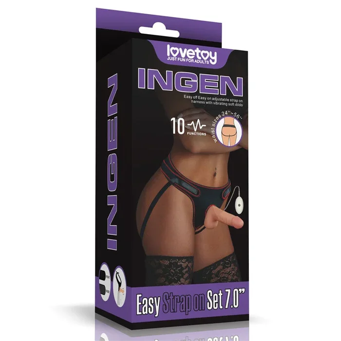 Lovetoy Ingen Vibrating Easy Strap-On Set – Flesh 17.8cm (7″) Vibrating Strap-On