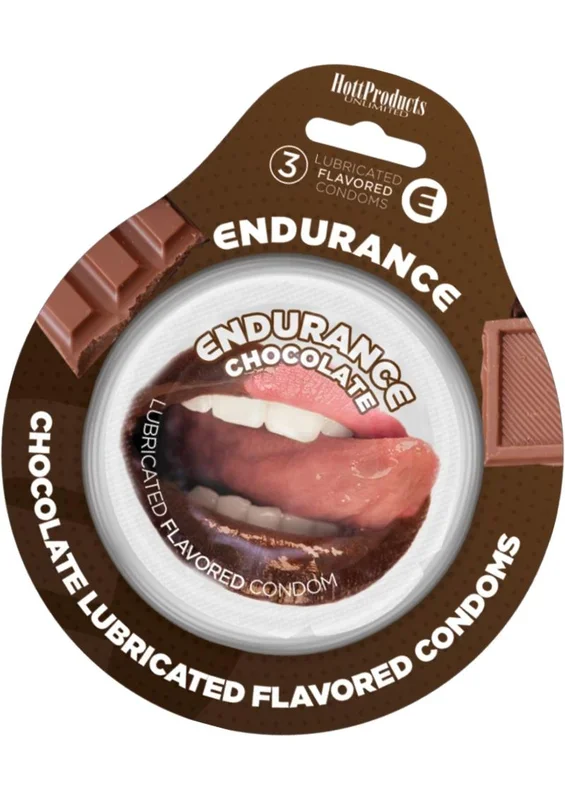Lubricated Flavored Endurance Condoms 3 Per Pack – Chocolate