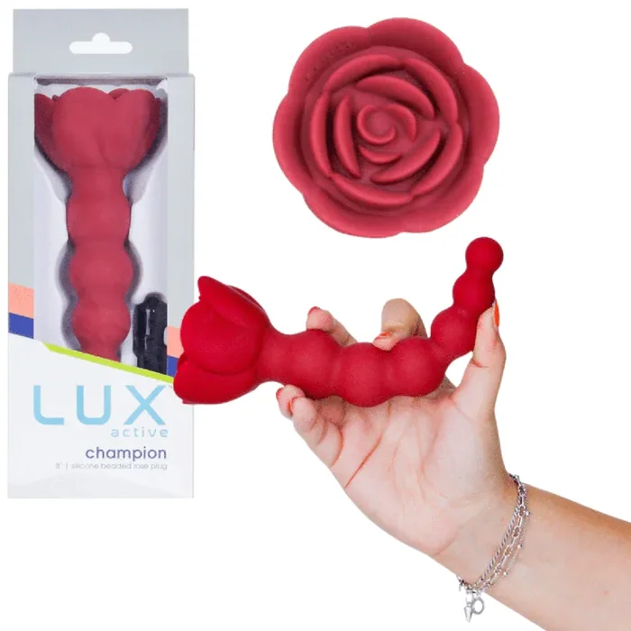 LUX Active Champion Rose Easy Insertion Graduated Beaded Probe Vibrating Butt Plug