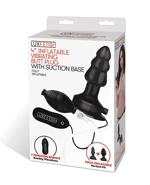 Lux Fetish 4″ Inflatable Vibrating Butt Plug W/suction Base – Black