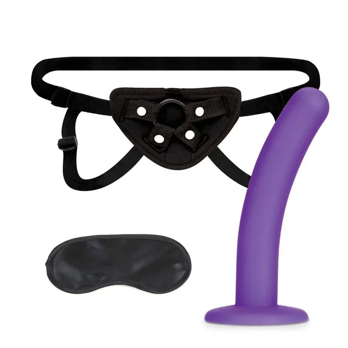 Lux Fetish Purple Strap On Harness & 5Inch Dildo Set