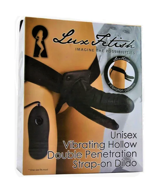 Lux Fetish Unisex Vibrating Double Dildo Strap On