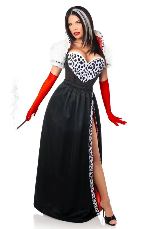 Luxurious Devious Dog Snatcher Costume 4-Piece Steel Boned Corset Set