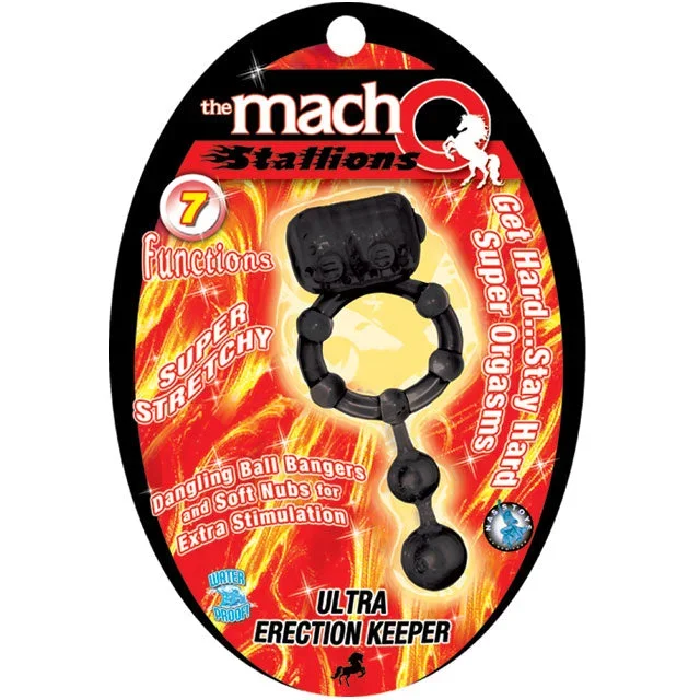 Macho Ultra Erection Keeper Vibrating Cockring (Black)