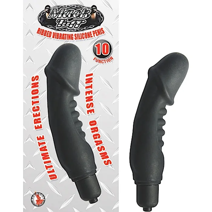 Mack Tuff 5in. Ribbed Vibrating Silicone Penis (Black)