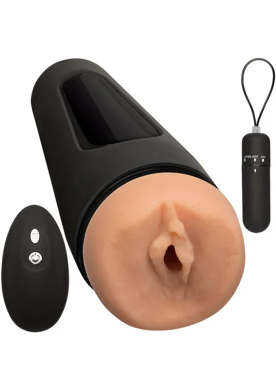 Main Squeeze The Original Vibro Ultraskyn Vibrating Masturbator with Bullet and Remote Control – Pussy