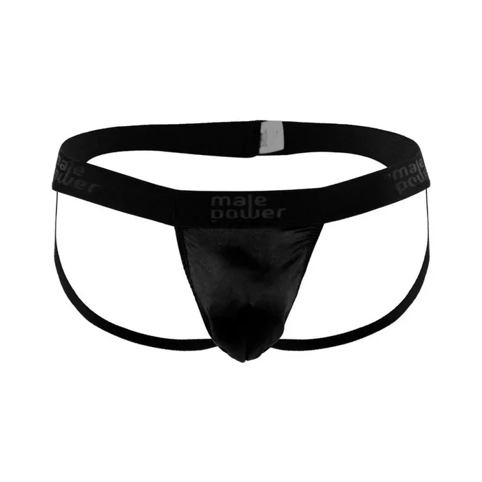Male Power Satin Lycra Jock Strap Black
