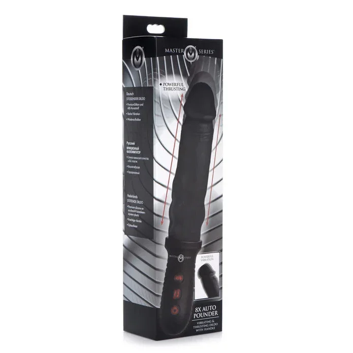 Master Series 8X Auto Pounder Vibrating And Thrusting Dildo with Handle – Black