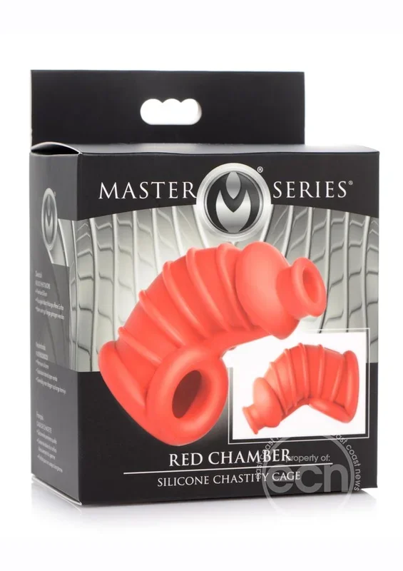 Master Series Crimson Chamber Silicone Chastity Cage – Red