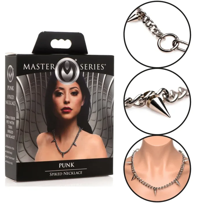 Master Series Punk Spiked Necklace Silver Body Jewelry