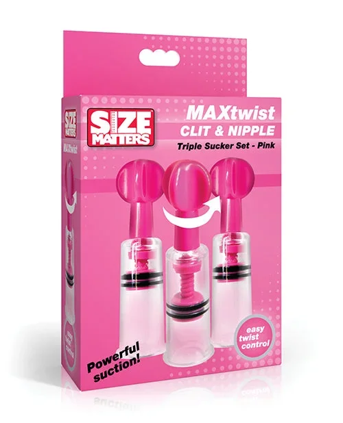 MAXtwist Clit & Nipple Triple Sucker Set with Adjustable Suction – Pink