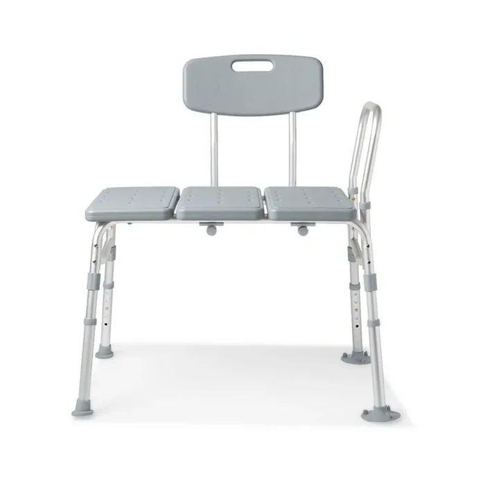 Medline Transfer Bench with Backrest and Pushbutton Height Adjustment