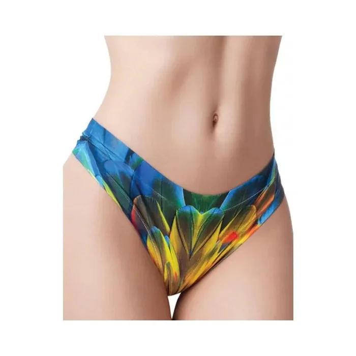 =mememe Paradise Birds Parrot Printed Thong Lg