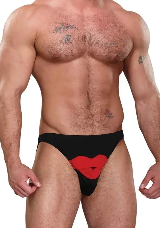 Men’s Hot Lips Bikini, Black, One Size