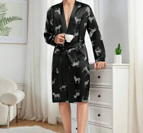 Men’s Zebra Print Home Robe