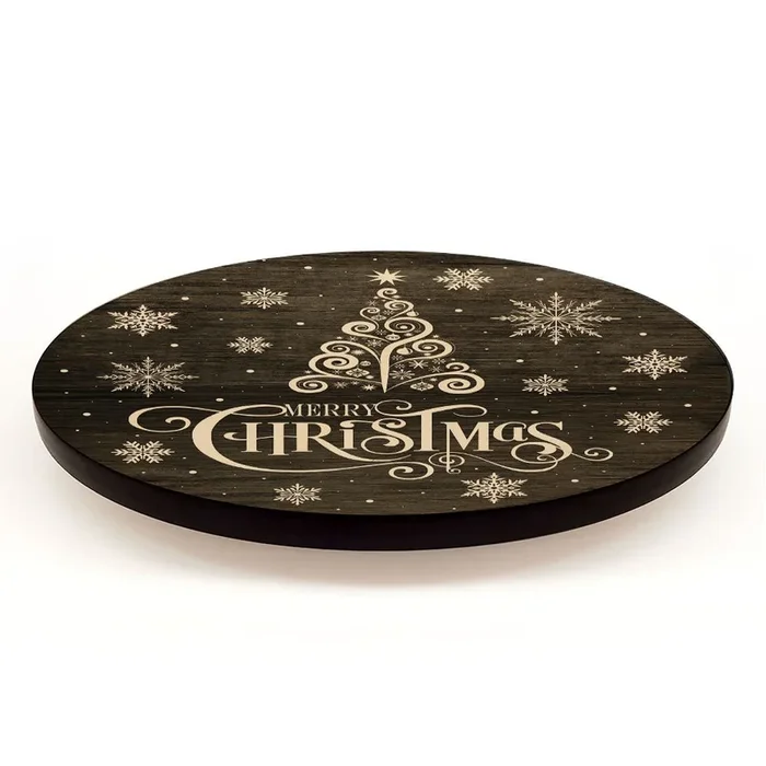 Merry Christmas Themed Lazy Susan – Size Options – Handcrafted in USA