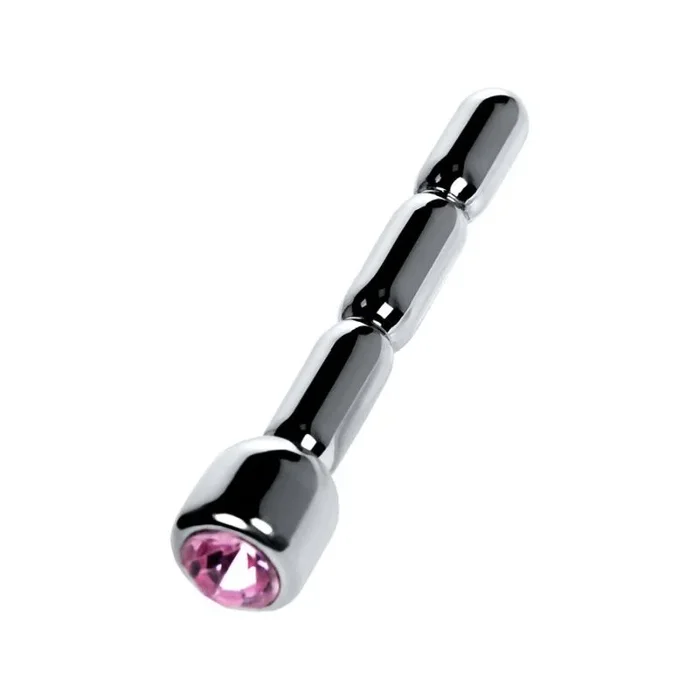 Metal Urethral Plug with Ruby Rhinestone – Silver