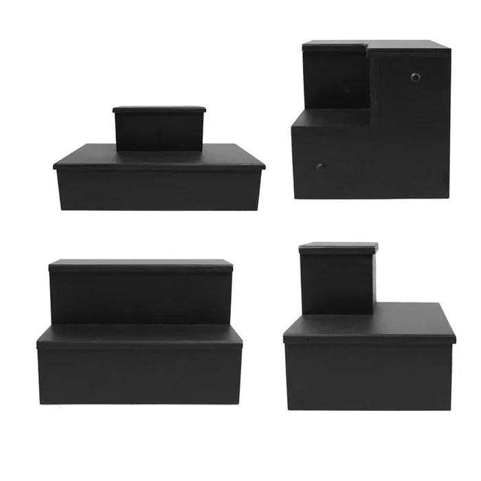 MixMaster™ 2 Tier Incremental Wooden Liquor Bottle Shelf Displays – Black