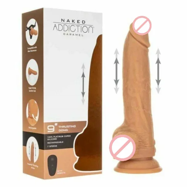 Naked Addiction Thrusting 9 Inch Dildo With Wireless Remote