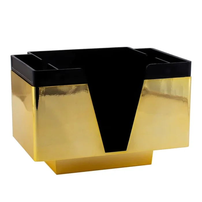 NAPKIN BAR CADDY – 3 COMPARTMENT – BLACK/GOLD