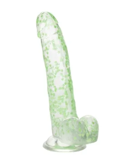 Naughty Bits I Leaf Dick Glow-In-The-Dark Weed Leaf Dildo – Green
