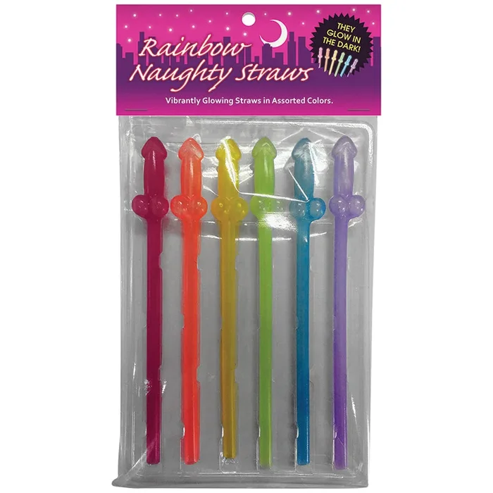 Naughty Glow in the Dark Rainbow Straws – Pack of 6