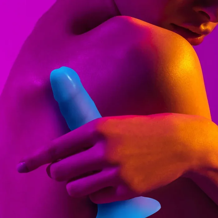 Neo Elite 6″ Silicone Dual Density Cock – Neon Blue
