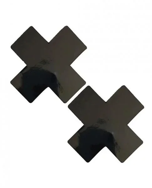 Neva Nude Dom Queen Status Wet Vinyl X Pasties – Black Qn