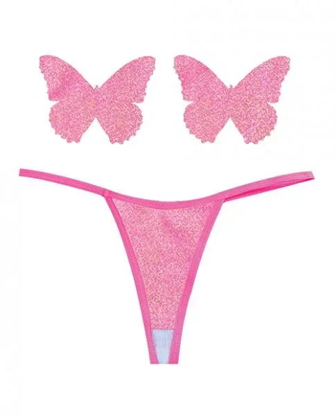 Neva Nude Naughty Knix Bella Rosa Shimmer G-string & Pasties – Soft Pink O/s