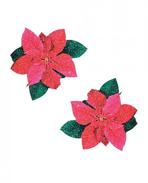 Neva Nude Poinsettia Glitter Flower Pasties – Red/green O/s