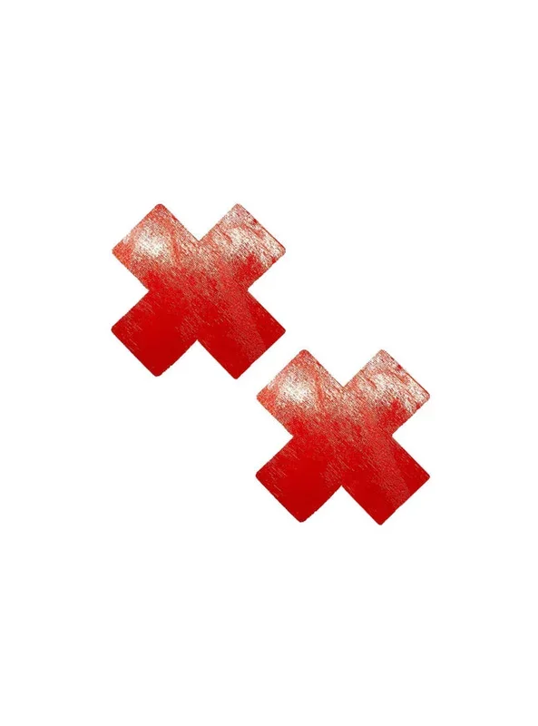 Neva Nude Red Wet Look Vinyl Nipztix X Factor Nipple Cover Pasties