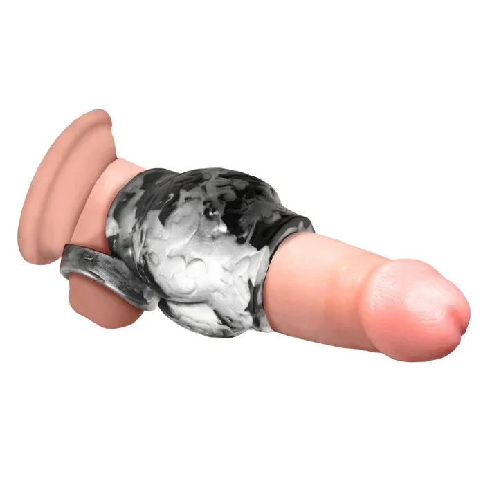 Night Prowler Silicone Penis Sleeve + Ball Stretcher – Medium by Creature Cocks