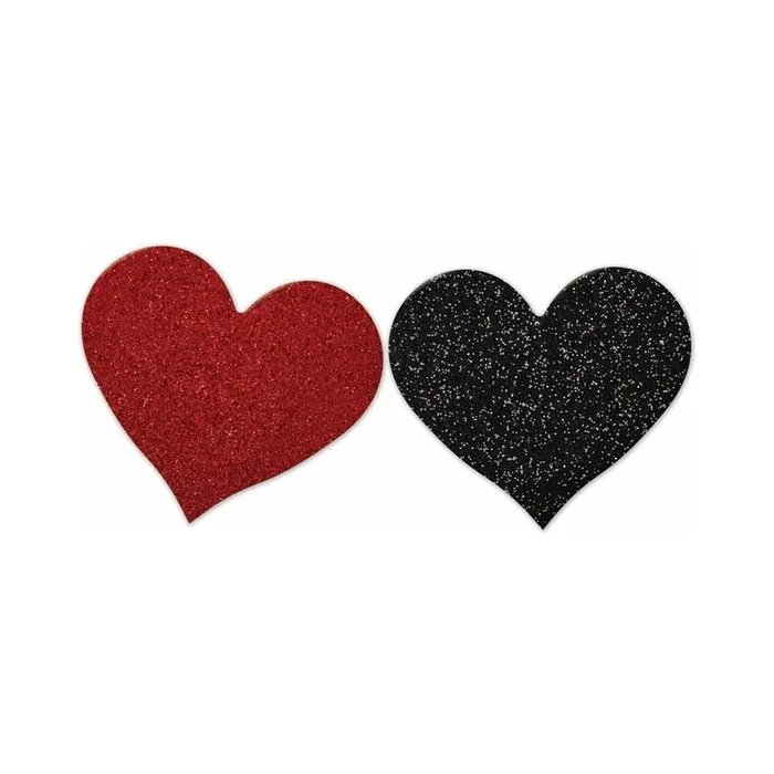 Nipplicious – Heart Shape Pasties – Glitter – 2-pack – Red & Black