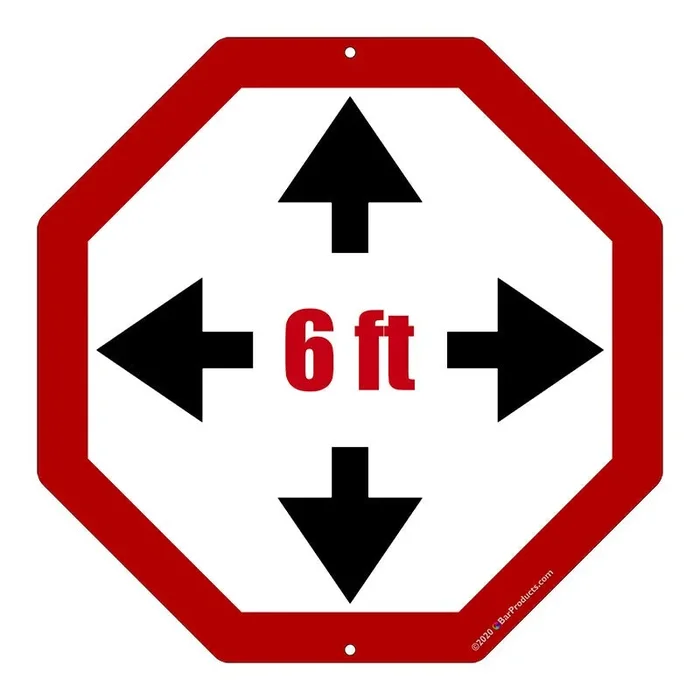 Octagon Metal Kolorcoat™ Sign – 6 Feet Apart