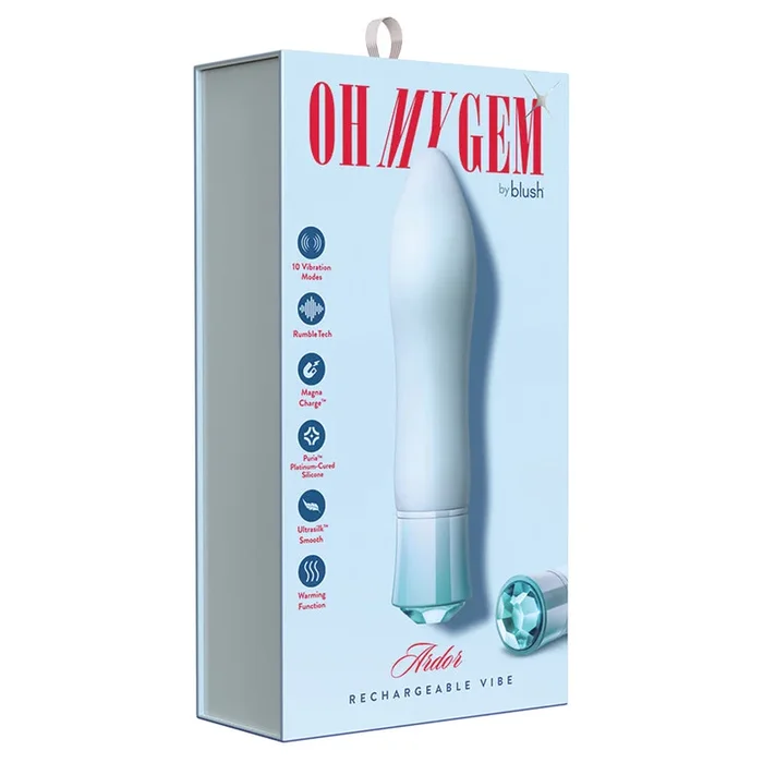 Oh My Gem Ardor 5.5 Inch Warming G-Spot Vibrator in Aquamarine – Made with Smooth UltraSilk Puria Silicone