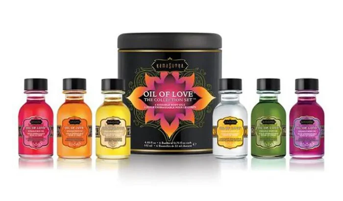 Oil Of Love Kissable Body Massage Oil Collection Set 6 Assorted Flavors Per Can