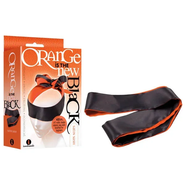 Orange Is The New Black – Satin Sash – Black/Orange Blindfold
